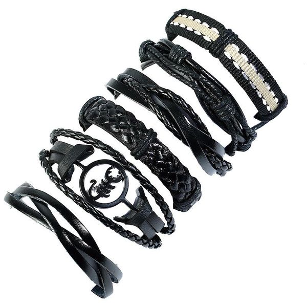 

charm bracelets 6pcs men's multilayer leather bracelet gothic scorpion punk star metal arm jewelry 2021, Golden;silver
