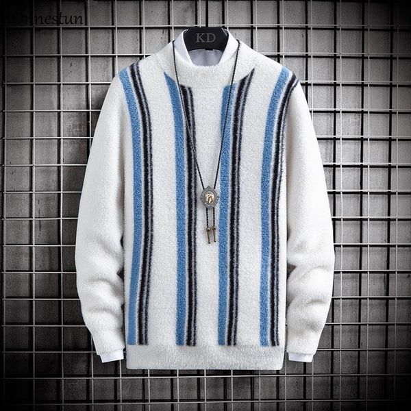 

men's sweaters onnestun fashion warm sweater men winter pullover casual anti mink long sleeve half high collar, White;black