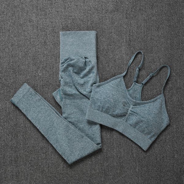 

normov tracksuit women seamless solid color two piece sets women gym sports bra and high waist leggings fitness outfits c0122, Gray