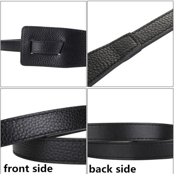 

genuine leather strap belt brief irregular personality girdle women fashion all match soft cowhide long cow knot belts dress 201120, Black;brown