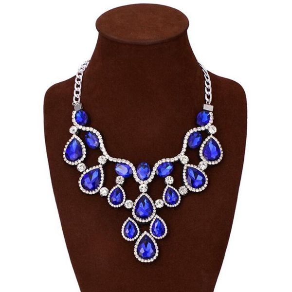 

chokers dilica trendy women crystal statement bib necklace pendant rhinestone choker female party jewelry maxi necklaces & pendants, Golden;silver