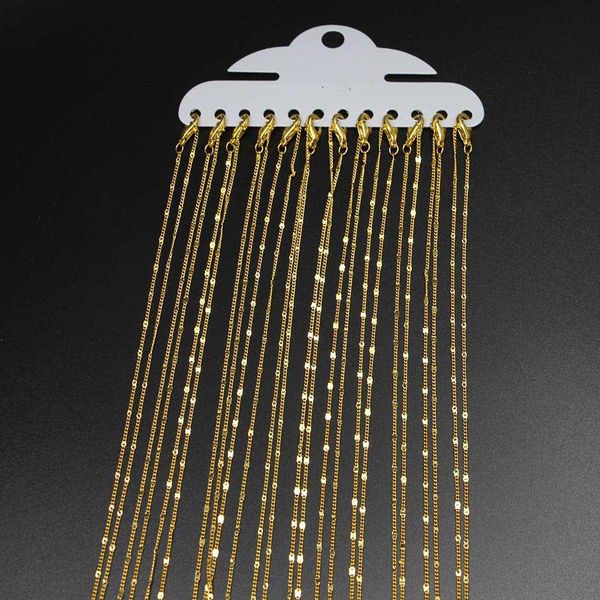 

12pcs/pack 40cm rhodium gold lobster clasp chain for diy necklace jewelry making bulk findings accessories wholesale sqchgv