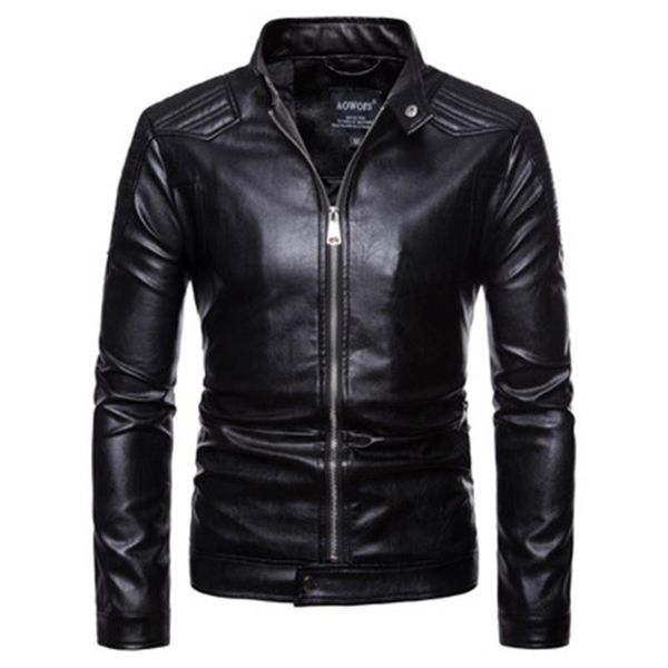 

ou code 2020 new men's motorcycle leather jacket europe and america leather jacket coat large size, Black;brown
