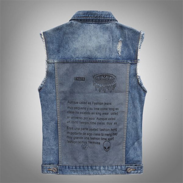 

2021 new ripped men's denim vest hip hop jean coats waistcoat men cowboy brand sleeveless jacket male plus size m-5xl xqeb, Black;white