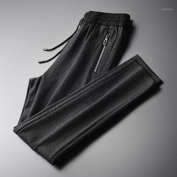 

new spring men pants composite fabric thick black trousers men plus size 4xl elastic waist casual pencil pants1