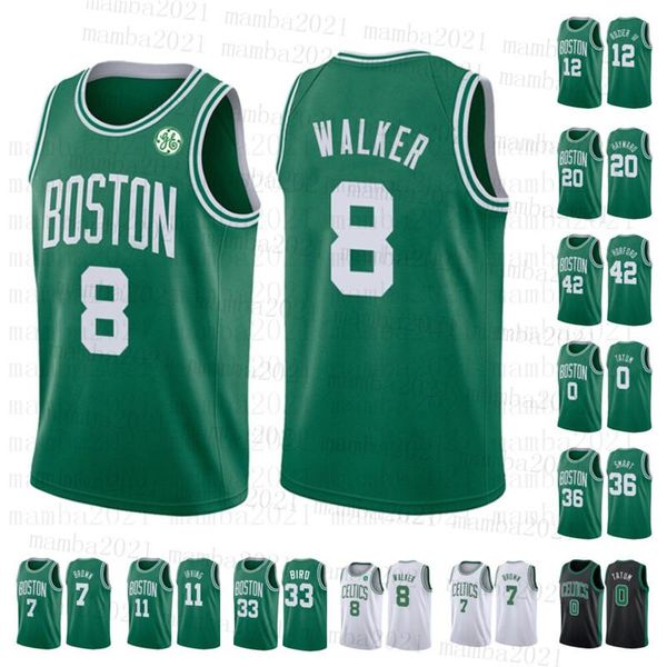 

бостон celtics. jayson 0 tatum kemba 8 walker larry 33 bird jaylen 7 коричневые трикотажки маркус гордон умный хейворд баскетбол джерси xzz, Black;red