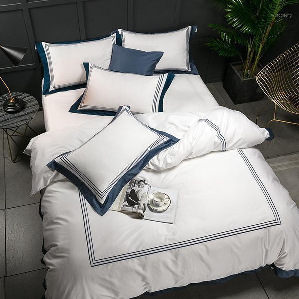 

48 white 100% egyptian cotton bedding sets full  king size duvet cover bed flat sheet fitted sheet set1