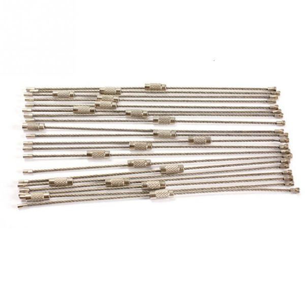 

key 20pcs/set keychain 15cm stainless cable steel wire ring for outdoor sport camping huntingvkk8, Silver