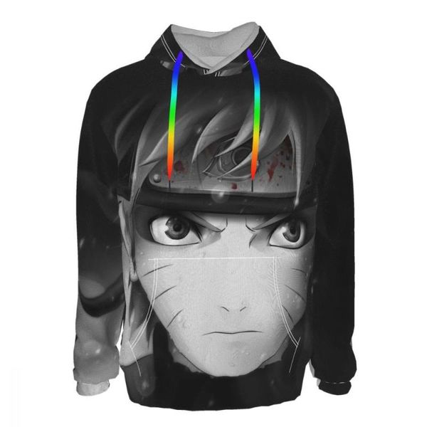 

hoodies for men black white constrast anime uzumaki hooded sweatshirts all over 3d print pullover harajuku manga clothing