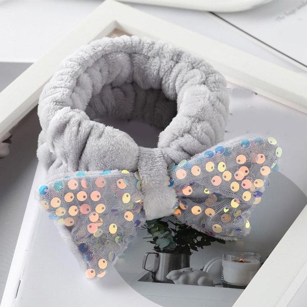 

plush bow cross headbands coral fleece headband elastic hair bands wash face makeup headwrap turban bow sequin hair accessories q bbydvs