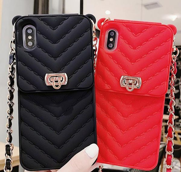 

мода кошелек чехол для iphone 11pro max cass crossbody 7 8 6 plus xs max xr сумочка кошелек длительная цепочка sil sqcdjc bdefashion