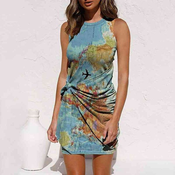 

womens summer dress fashion casual loose world map print lace o-neck short sleeve dress robe de dames, Black;gray
