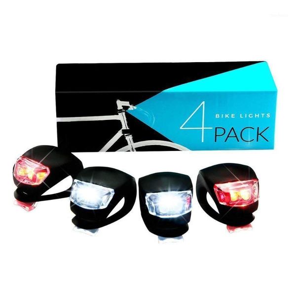 

bike lights 4pcs ultra brigh led silicone mountain bicycle front rear push cycle clip light cycling accessories1