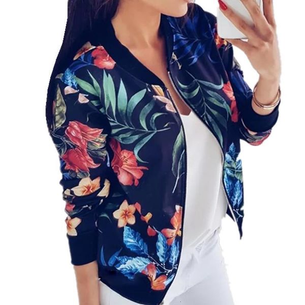 

lossky retro floral print women coat casual zipper up bomber women's autumn long sleeve outwear jacket coats ladies clothes 2020, Black;brown