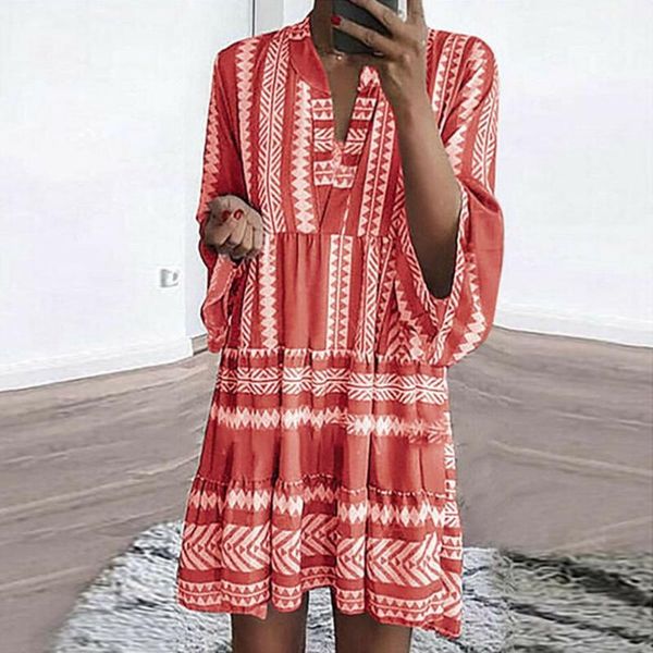 

bohemia striped shirt dress women v neck vestidos casual drawstring summer dress modish beach plus size ropa mujer, Black;gray