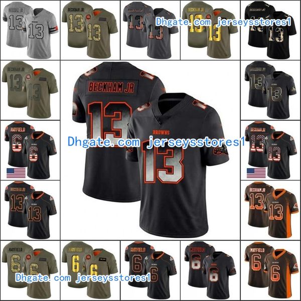 

football jersey cleveland browns men #6 baker mayfield 13 odell beckham jr women youth nfl limited football jerseys, Black;red
