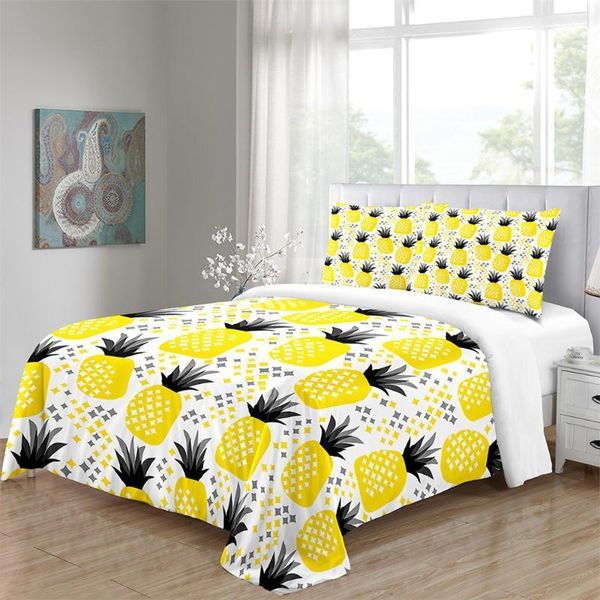 

bedding sets pineapple printed 3pcs girl boy kid bed cover set duvet child sheet pillowcase comforter set1