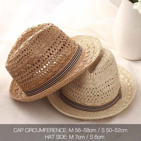 

summer sun beach straw hat flat wide brim hats for women men children ladies cap fashion handmade casual sunhat female caps y200714, Blue;gray