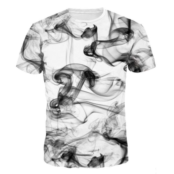 

2019 new style 3d fantasy silk digital printing loose large versatile men's t-shirt, White;black