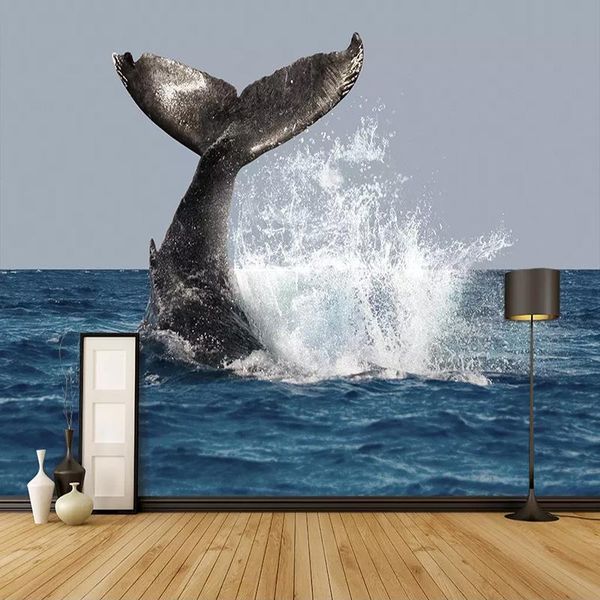

wallpapers 3d wallpaper modern whale sea oil painting art po wall murals for 3 d living room tv sofa cloth paper