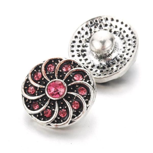 

10pcs lot new rotate flower snap jewelry 12mm snap buttons with rhinestone charm button fit snap bracelets bangles for women h bbygnh