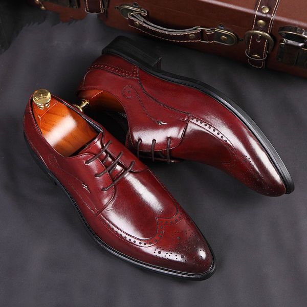 

italian recreational designer of men party club wear natural leather bullock sculpted toe brogue shoe man shoes uqec, Black