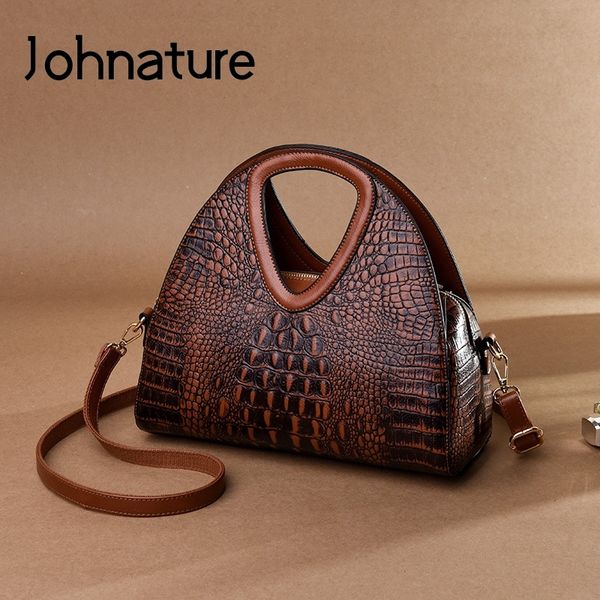 

johnature vintage women bag 2020 new fashion alligator luxury handbag large capacity soft leather lady shoulder messenger bags c0121