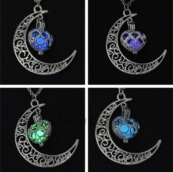 

the moon heart noctilucence glow in dark essential oil diffuser necklace lockets chains pendant for women