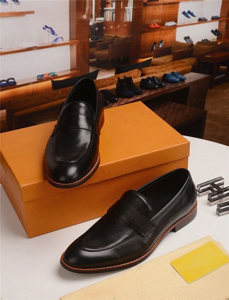 

20ff 2019 designers luxury brands mens dress shoe genuine leather pointed toe men party wedding shoes derby shoes oxford shoes for men, Black