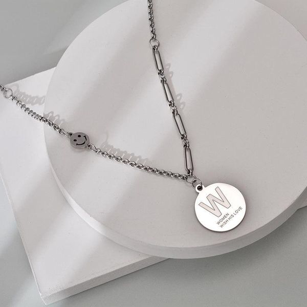 

fashion stainless steel chain necklace female w letter clavicle chain hip-hop wild long sweater sale, Silver