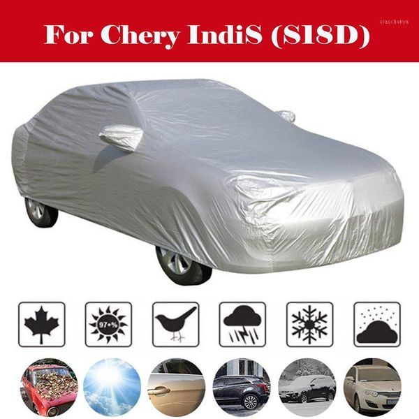 

full car covers snow ice dust sun uv shade cover foldable light silver auto car outdoor protector cover for chery indis (s18d)1