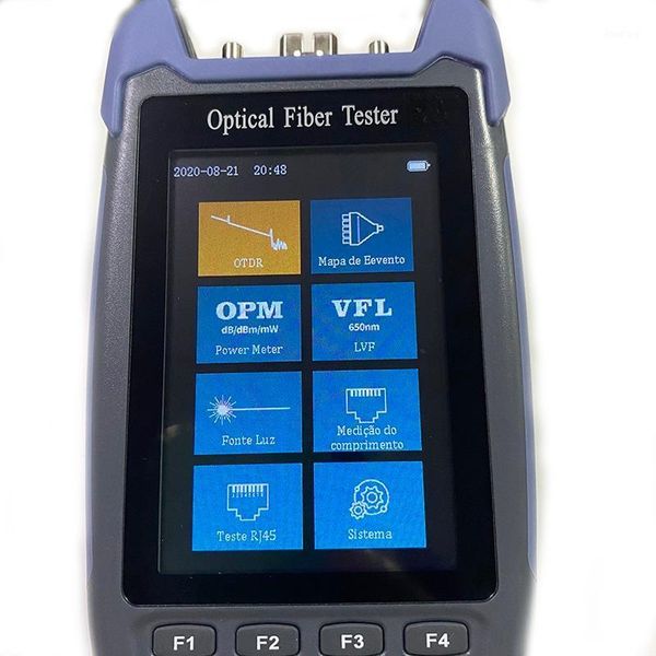 

portuguese otdr optical time domain reflectometer with 9 functions vfl ols opm event map 24db fiber cable ethernet tester1
