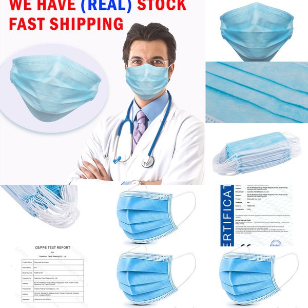 

face mouth 3 masks mask 50pcs layer disposable non woven anti-dust safe elastic breathable hang cana