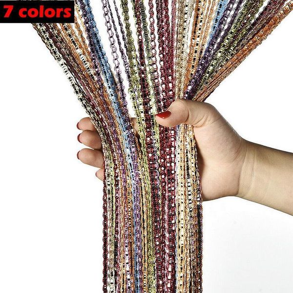 

100x200cm shiny tassel line curtains living room string curtain door divider drape living room decor valance home decoration1