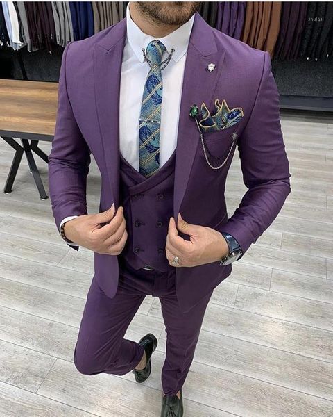 

purple slim fit men suits wear formal costume homme wedding men suits tuxedos 3 pieces blazers masculino jacket+pants+vest1, White;black