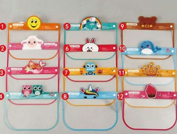 

anti-fog 2020 dhl kids full transparent eyes protector cartoon study school face shield new design mask boom