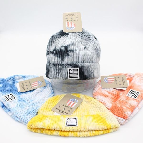 

tie dye embroidered hat landlord hat yapi cold men's and women's woolen autumn winter curling knitted