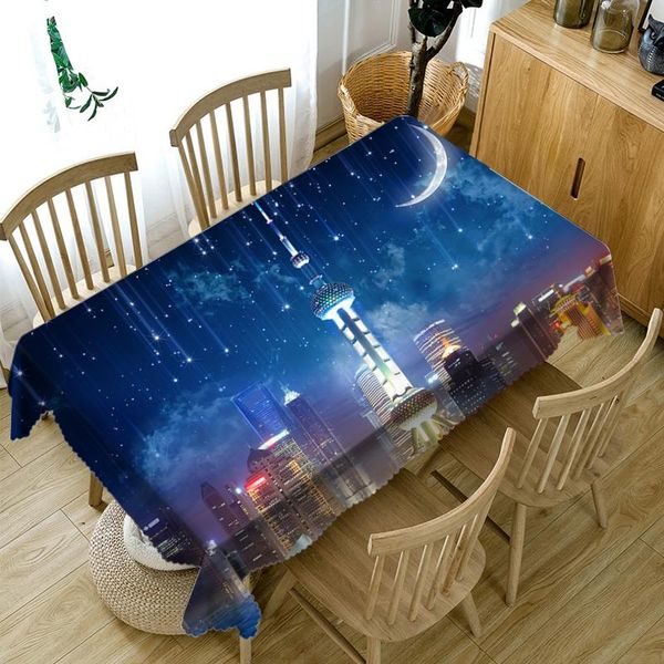

3d night country pattern dattercloth моющаяся ткань утолщение хлопок прямоугольная и круглая столовая ткань sqcosv