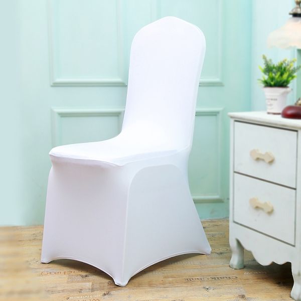 

100pcs office polyester wedding chair cover spandex white banquet lycra chair covers for weddings party christmas decor y200104