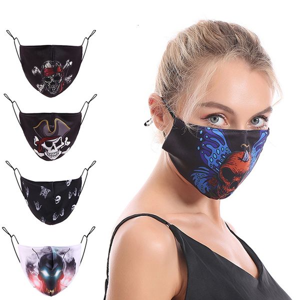

new clown skull joker pirate printed face ear hook mask respirator halloween pumpkin cotton washable protection cot