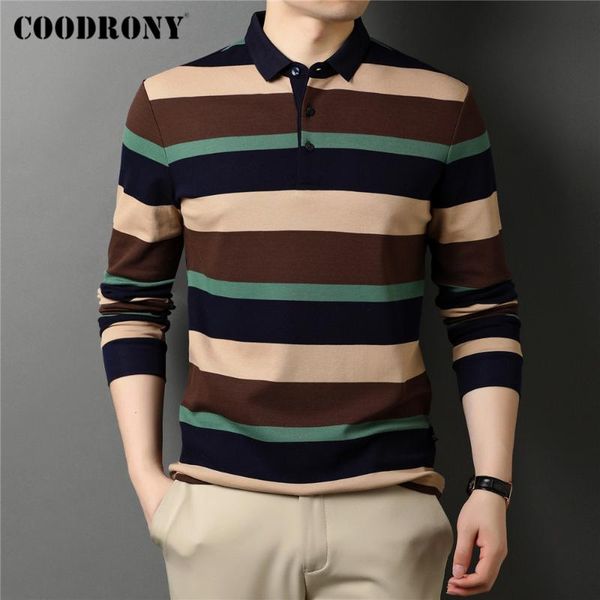 

coodrony brand spring autumn new arrival 100% pure cotton fashion striped long sleeve -shirt men clothing c5058, White;black