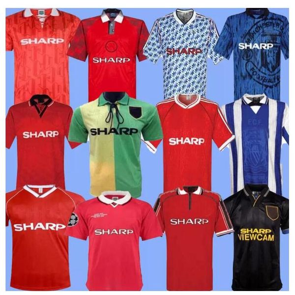 

retro version 1992 1994 1996 2002 united soccer jerseys 1999 2000 finals football shirts giggs scholes beckham man chester vitage 1990 1998, Black;yellow