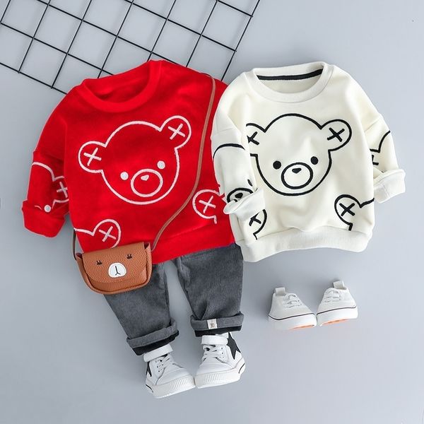 

fashion autumn baby kid suit for a boy coat pants 2pcs children tracksuit new year's costume toddler boy clothes set outfit y200803, White