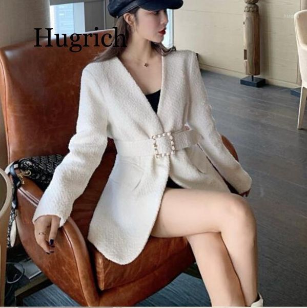 

2020 women black white pocket sash long sleeve v neck blazer1, White;black