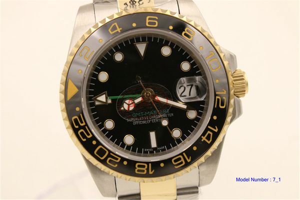 

004 luxury men mechanical wristwatch stainless steel gmt watch brand sapphire glass men watches, Slivery;brown