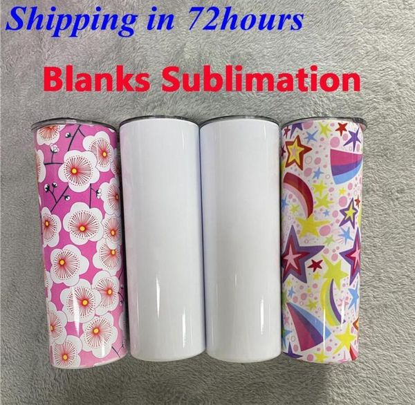 

sublimation skinny tumblers 20oz blank white skinny cup with lid straw 20oz stainless steel drinking cup vacuum insulated mug