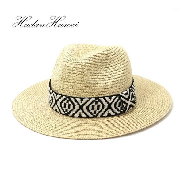 

new women men outdoor travel beach sunshade straw sun hat summer visor british style wide brim solid caps1, Blue;gray
