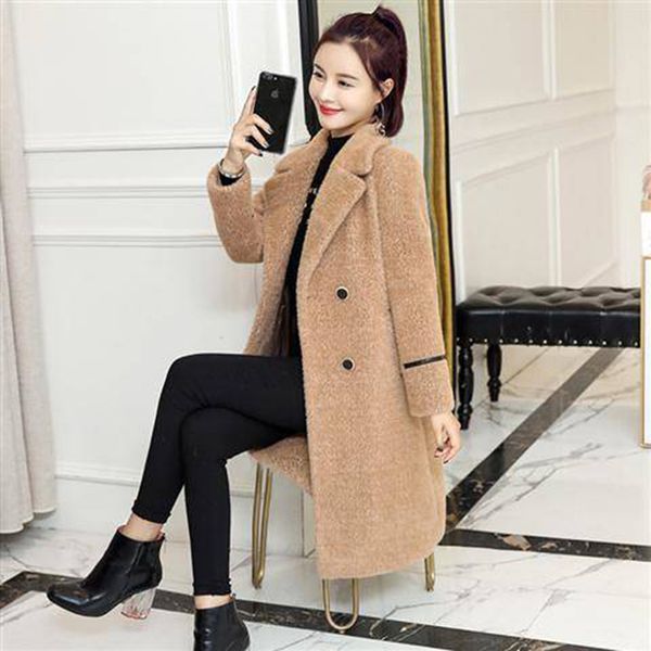 

stuffed 2020 new fur from the fake long female lambskin thick coat hdnp, Black