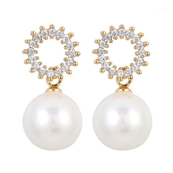 

other pearl & zircon diamonds drop earrings for women femme gold &white silver tone jewelry fashion bijoux party dress accessory1, Golden;silver