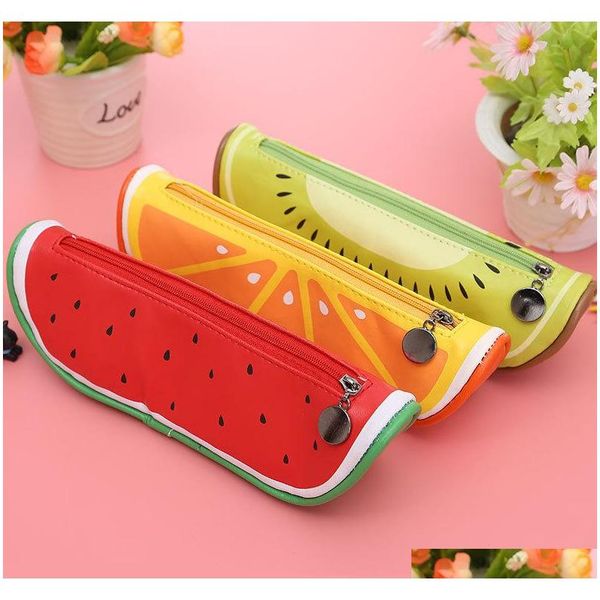 

fruit style cute school pencil case for girls novelty leather pencil bag kawaii stationery office school supplies 0qys0